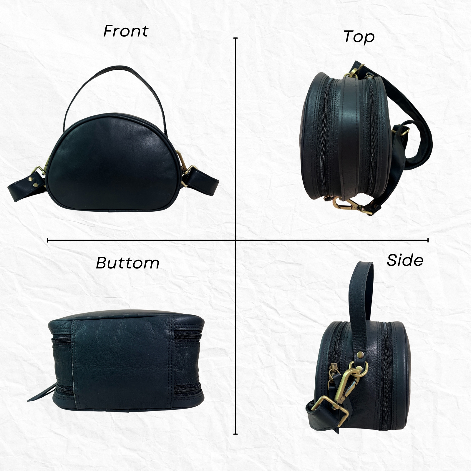 Madosh Women's Genuine Leather Handbag Purse – Minimalist Small Crossbody Bag with Detachable Strap & Top Handle, Handmade for Everyday & Evening Use